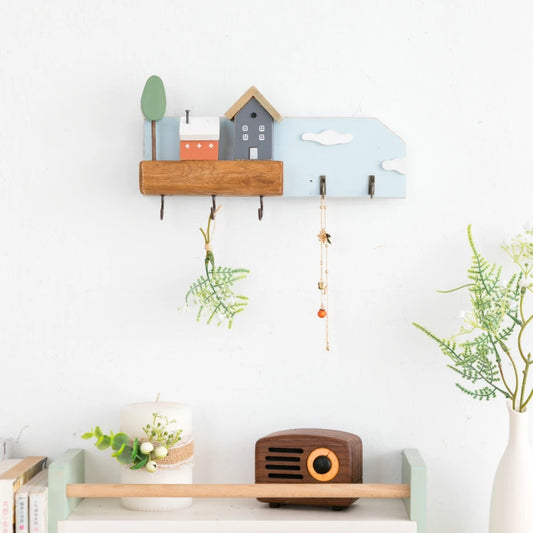 Wooden Key Hook Shelf