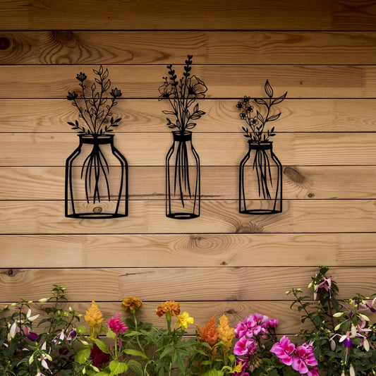 Black Floral Metal Art