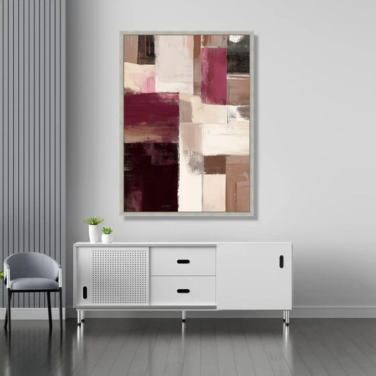 Burgundy Geometric Canvas Art