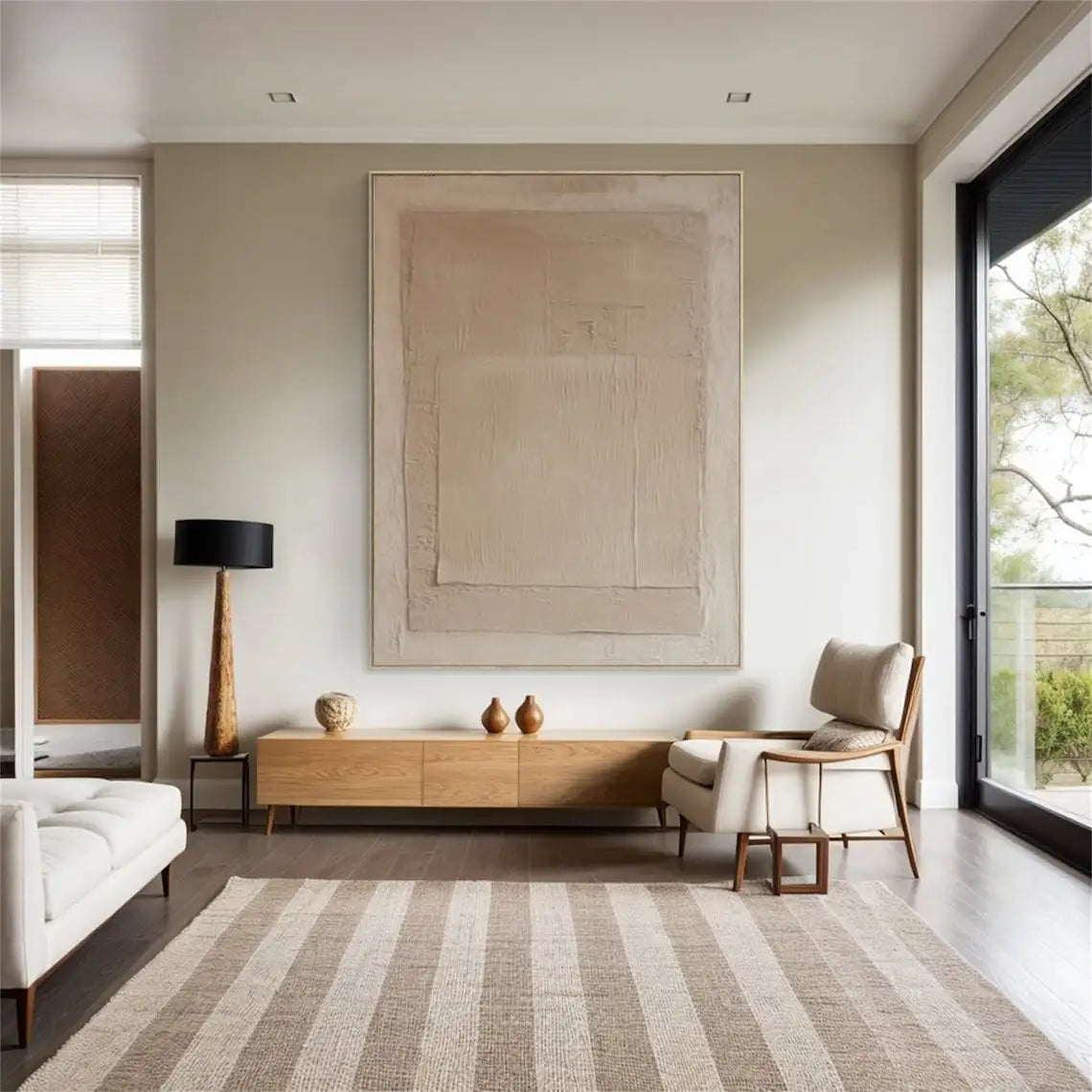 Beige Abstract Canvas Art