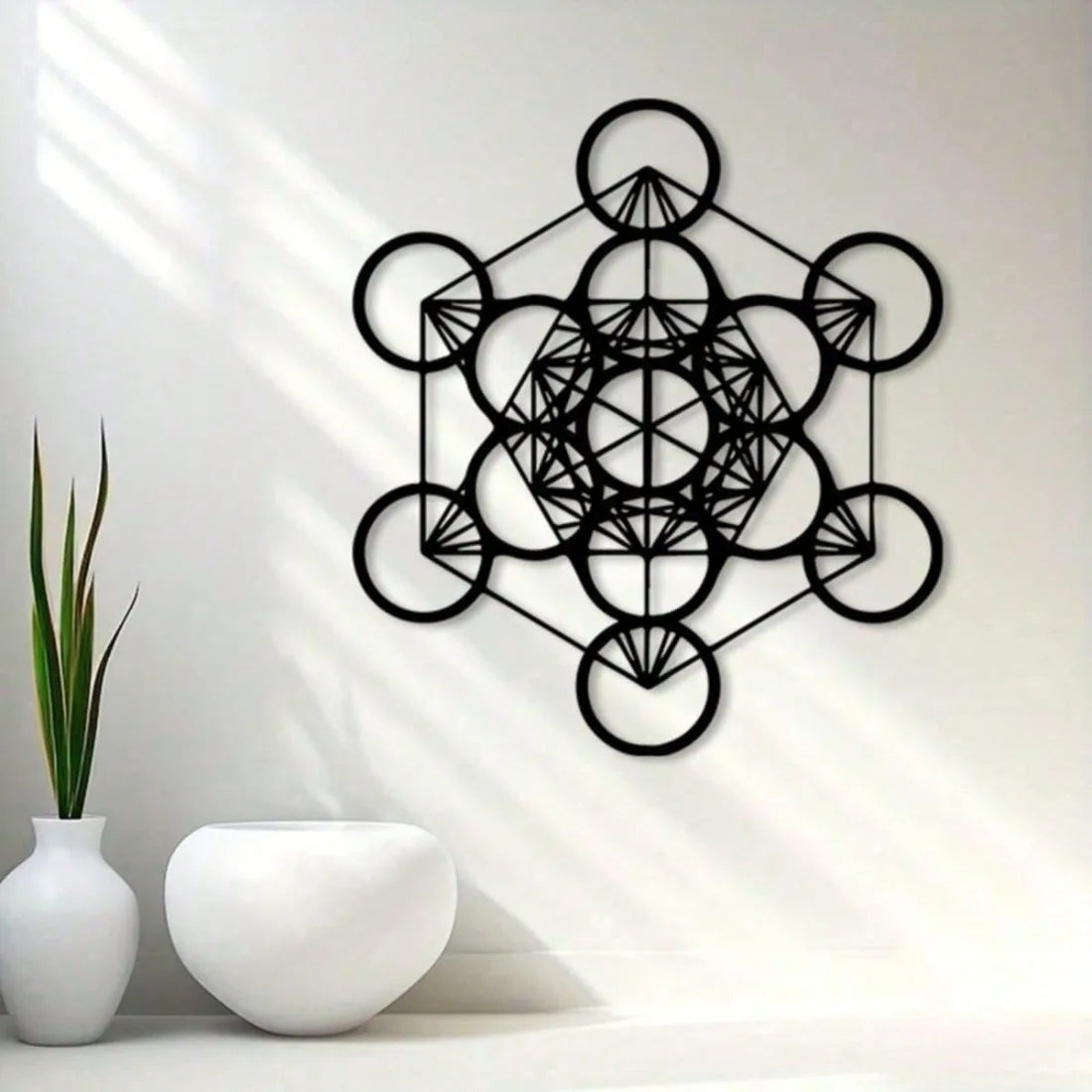 Metatron Cube Metal Wall Art Sacred Geometry Vintage Iron Mural Home Decor