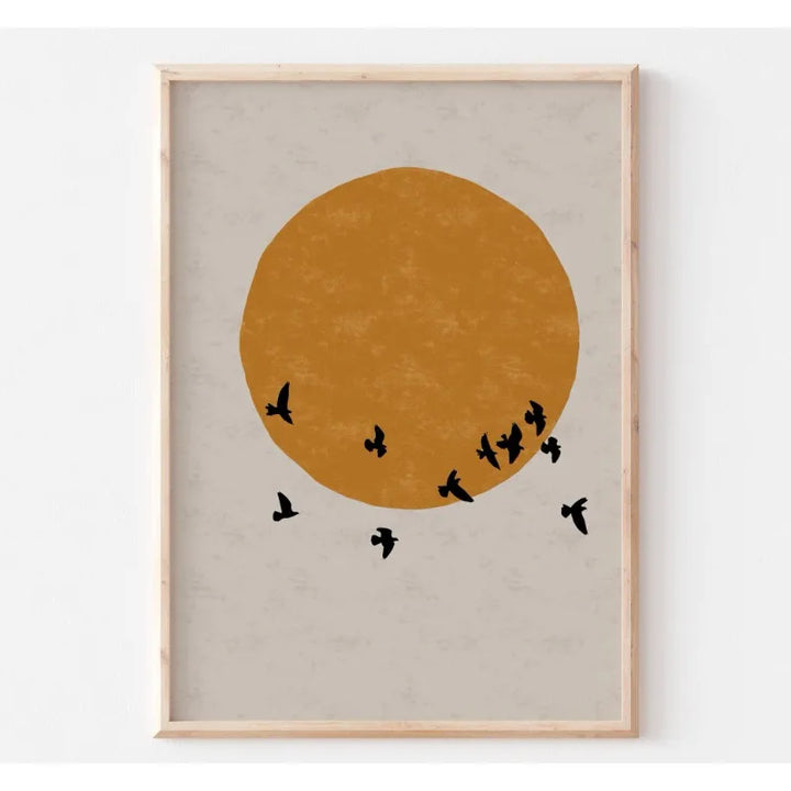 Japandi Bird Sunrise Art