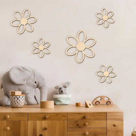 Wooden Daisy Wall Stickers