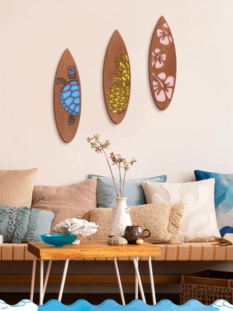 Wooden Surfboard Wall Decor