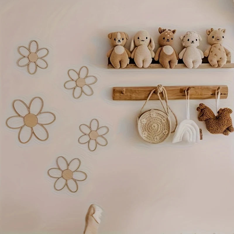 Wooden Daisy Wall Stickers