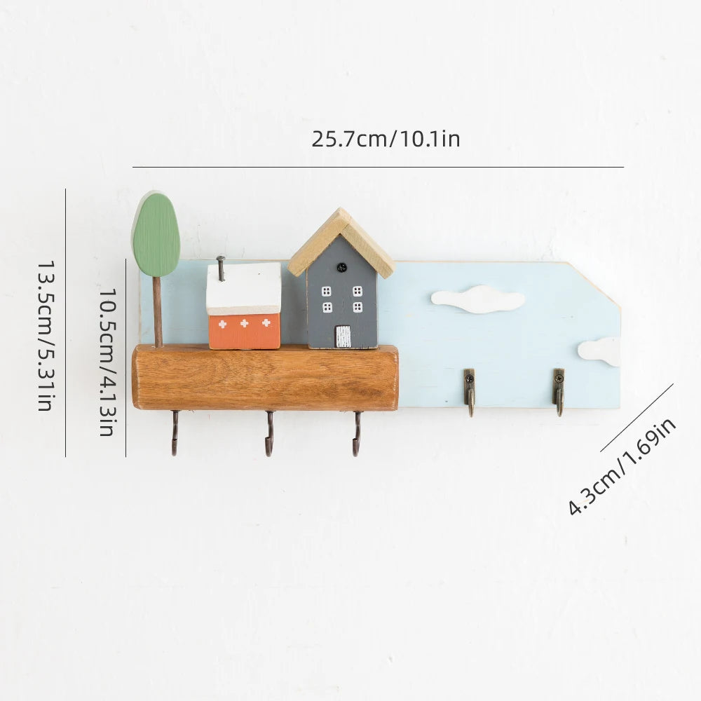 Wooden Key Hook Shelf