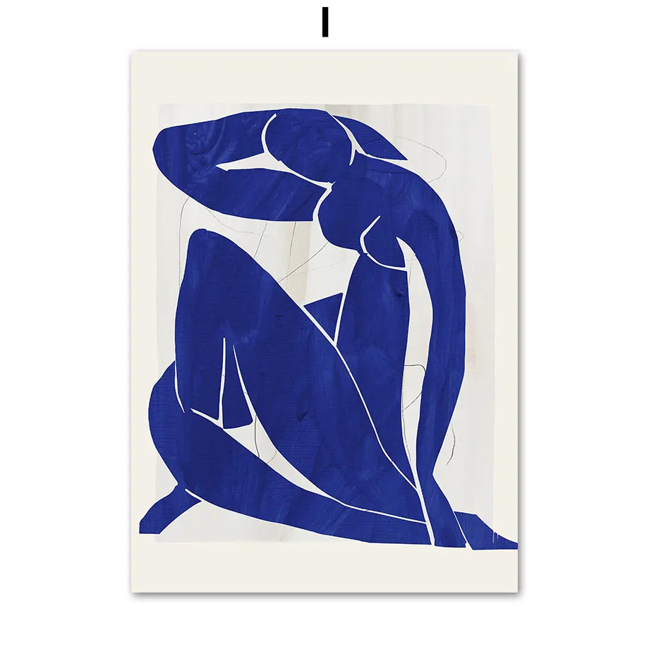 Abstract Blue Vintage Posters And Prints Matisse Line Girl Wall Art Canvas Painting Hotel Bar Pictures Living Room Home Decor ﻿