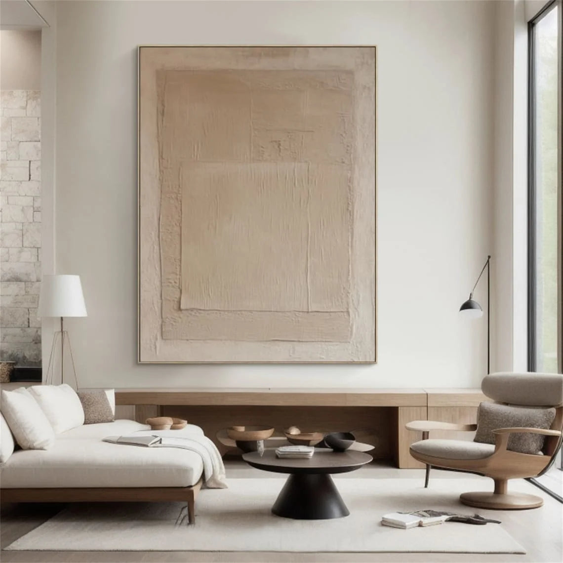 Beige Abstract Canvas Art
