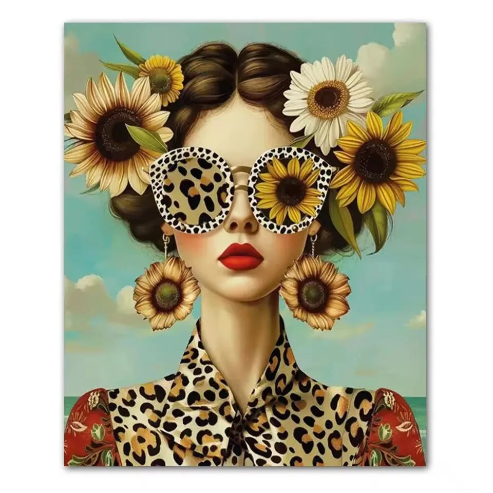 Boho Floral Woman Canvas