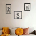 Set of 3 Metal Cactus Wall Art - Modern Iron Silhouette Decor for Home, Office & Garden - Unique Hanging Wall Decorations