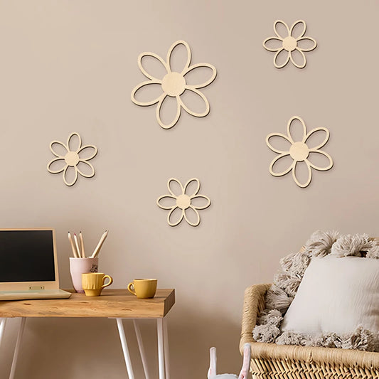 Wooden Daisy Wall Stickers