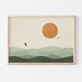 3pcs/set Japanese Alps Sunrise Canvas Printing Abstract Line Landscape Wall Art Art Poster for Modern Living Room & Home Decor