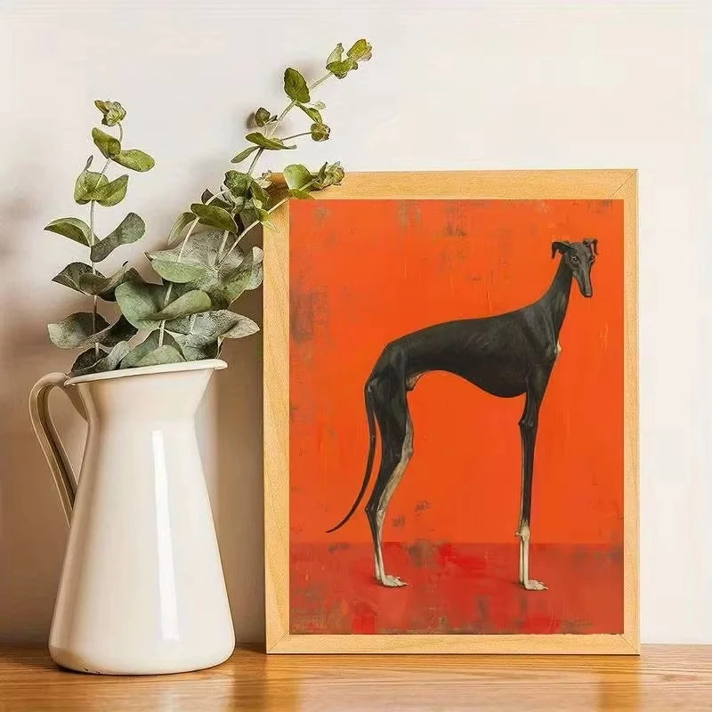 Black Greyhound Canvas Art