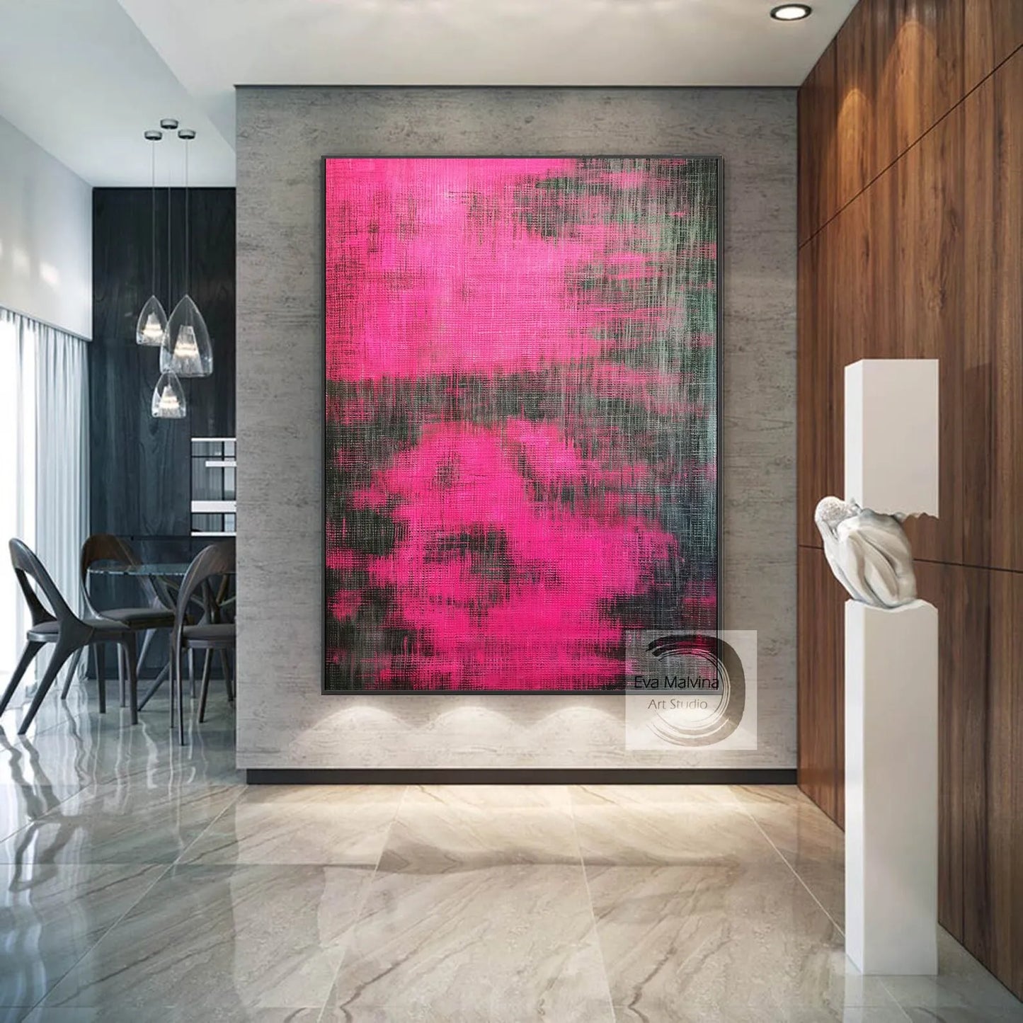 Burgundy Geometric Canvas Art