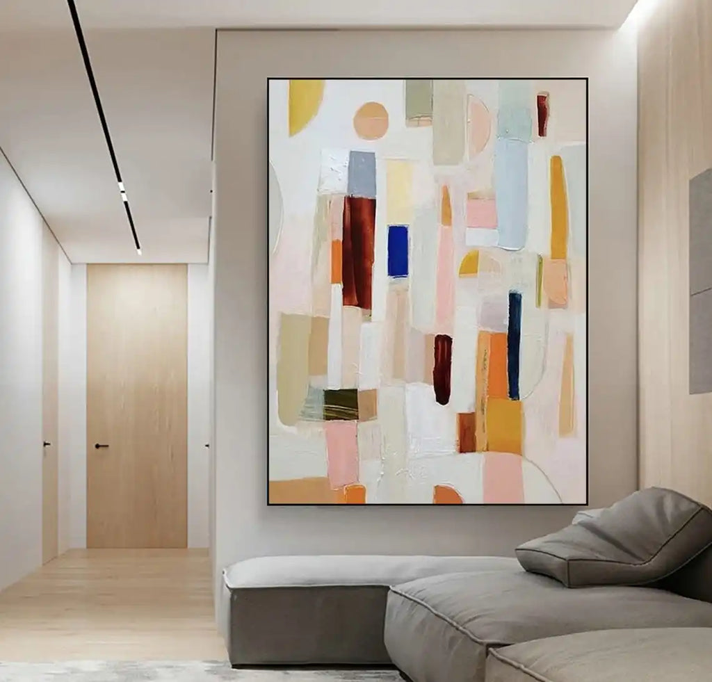Neutral Color Abstract Handmade Painting Large Modern Palette Knife Texture Colorful Wall Art Oil Painting On Canvas Artwork