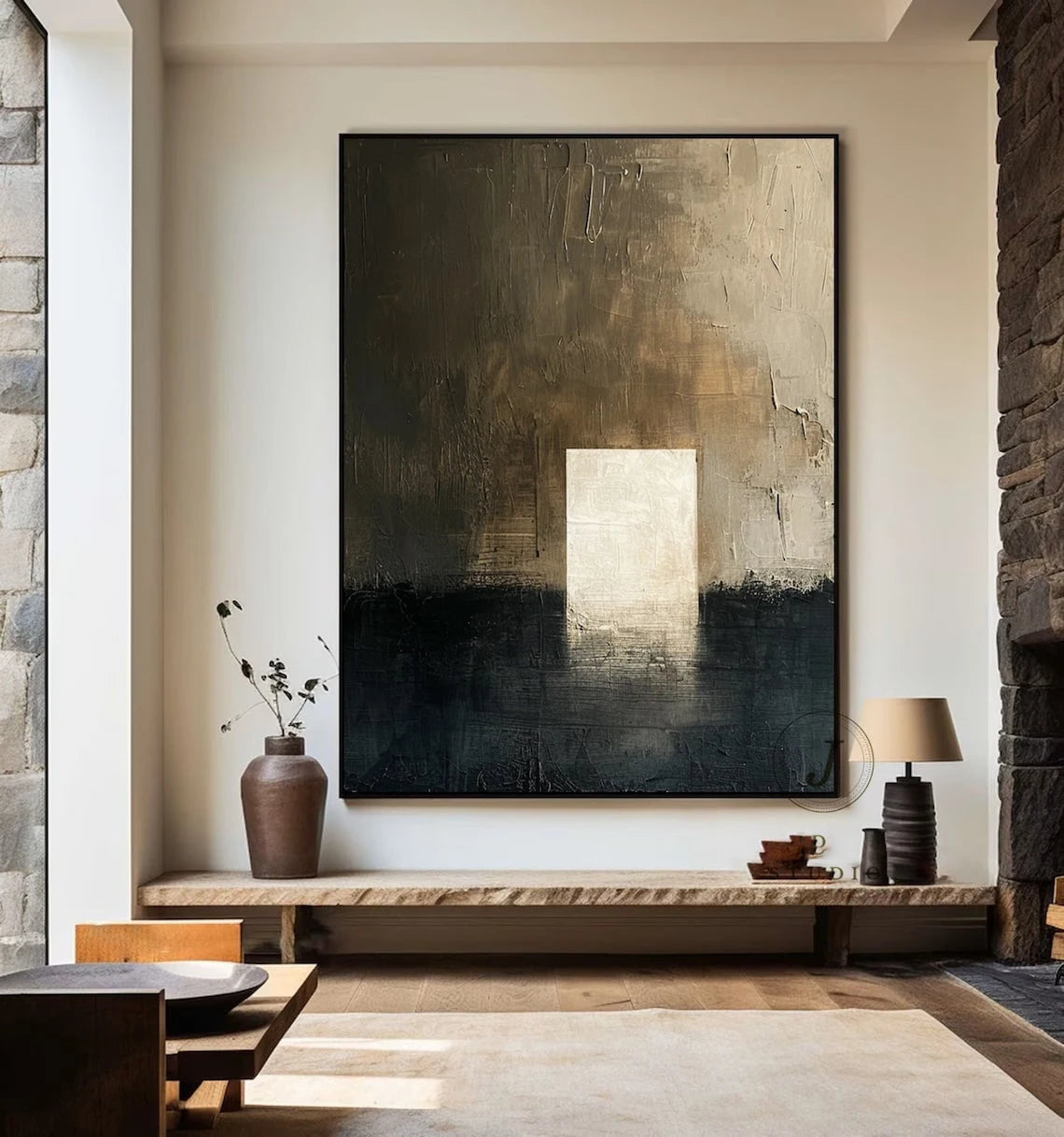 Beige Abstract Canvas Art