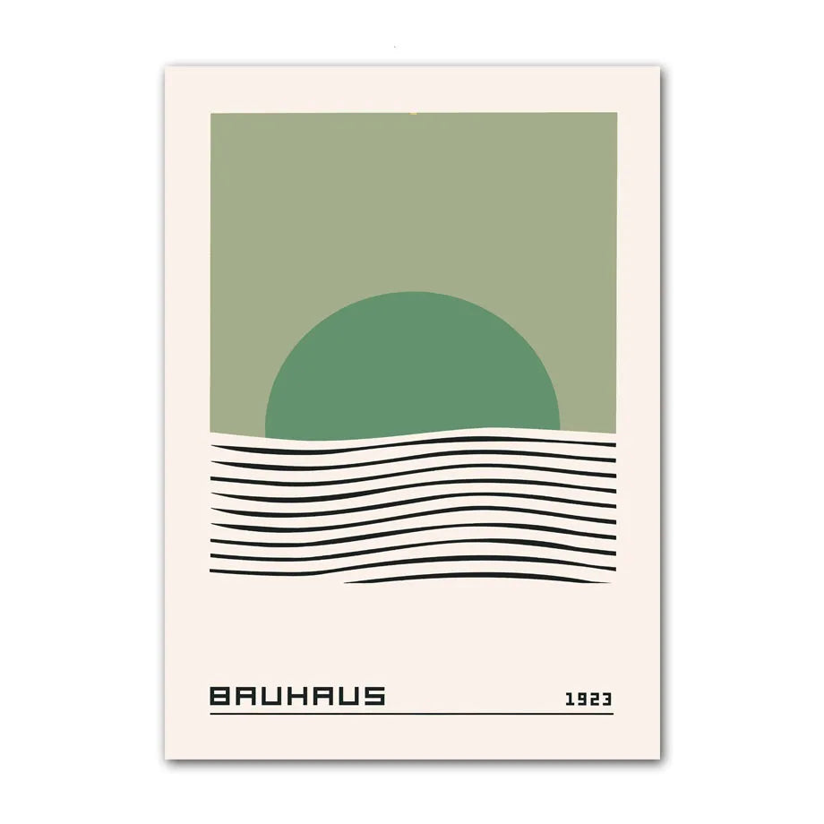 Bauhaus Green Color Block Lines Modern Abstract Poster Wall Art Canvas Painting Posters and Prints Picture for Living Room Decor