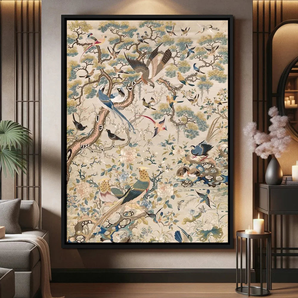 Medieval Bird Floral Print