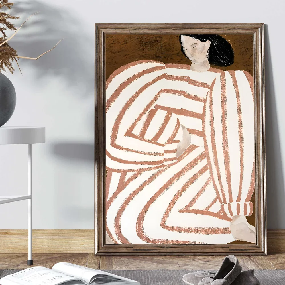 Abstract Line Geometry Curve Girl Posters Modern Classic Vintage Poster Wall Art Retro Canvas Ptint Painting Living Room Decor