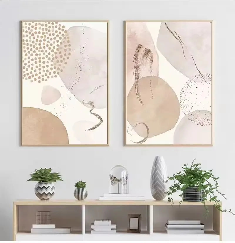 Beige Geometric Canvas Art