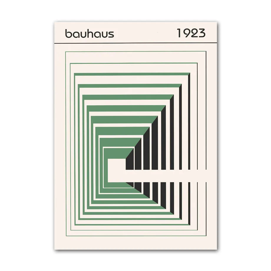 Bauhaus Green Color Block Lines Modern Abstract Poster Wall Art Canvas Painting Posters and Prints Picture for Living Room Decor