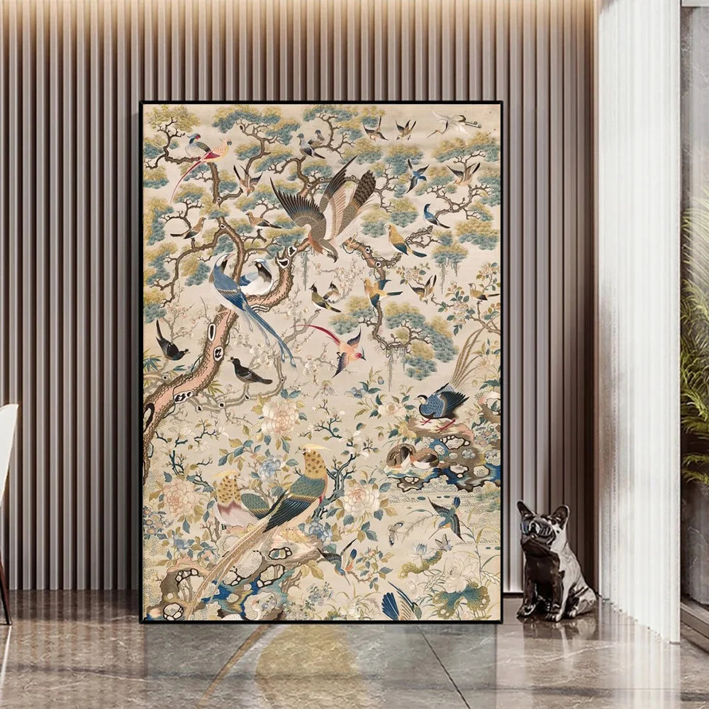 Medieval Bird Floral Print