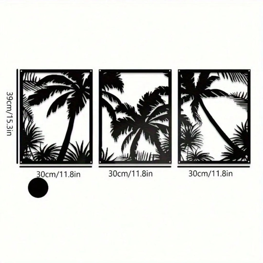 Metal Wall Art Palm Tree Decor, Modern Geometric Sunset Silhouette Home Boho Decor for Living Room Bedroom