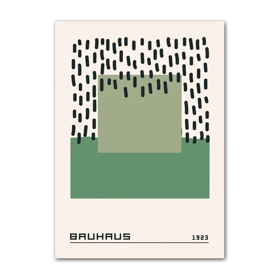 Bauhaus Green Color Block Lines Modern Abstract Poster Wall Art Canvas Painting Posters and Prints Picture for Living Room Decor