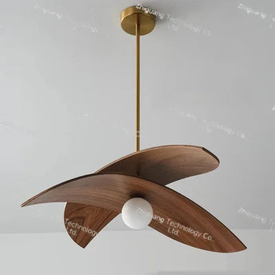 Modern Minimalist Retro Walnut Colored LED Chandelier Pendant Lamp Study Homestay Restaurant Atmosphere Lights