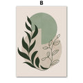 Sage Green Boho Wall Art Canvas Prints Minimalist Geometric Leaf Line Art Posters Abstract Botanical  Living Room Home Decor