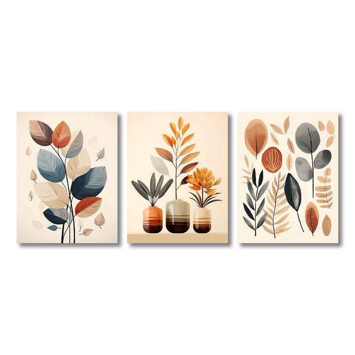 Retro Leaf Canvas Set