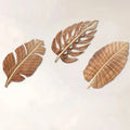 3pcs Wood Leaf Wall Art Decor, Bohemian Home Decor, Wood Wall Sculptures for Living Room, Indoor Wall Hanging Decoration
