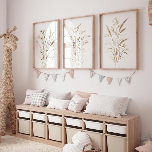 Beige Botanical Canvas Set