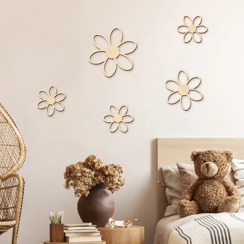 Wooden Daisy Wall Stickers