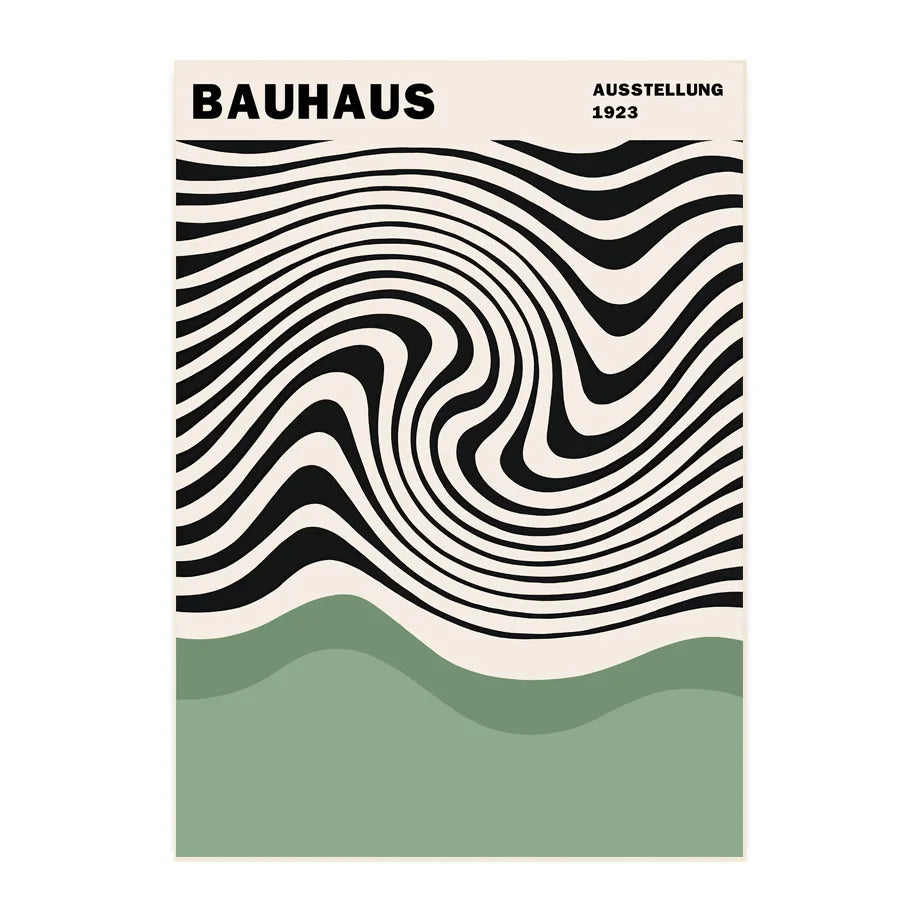 Bauhaus Green Color Block Lines Modern Abstract Poster Wall Art Canvas Painting Posters and Prints Picture for Living Room Decor