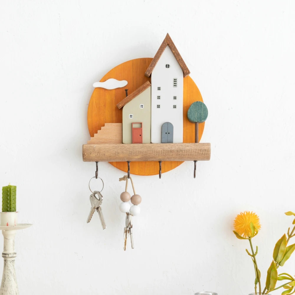 Wooden Key Hook Shelf