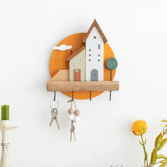 Wooden Key Hook Shelf
