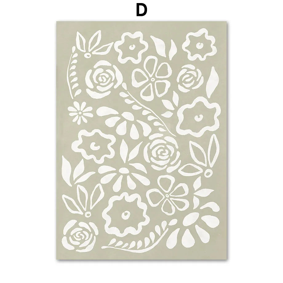 Boho Minimalist Wall Art Abstract Flower Color Block Canvas Painting Nordic Poster Print Picture Living Room Decorative Painting