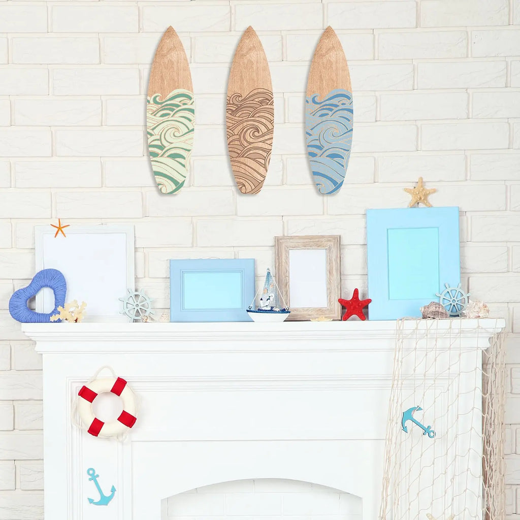 1pc/3Pcs Wooden Beach Decoration Surfboard Wall Decoration Summer Surfboard Wall HangingTropical bedroom living room decoratio