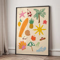 Tropical Seashell Sea Summer Abstract Poster Print Wine Lemon Wall Canvas Art Painting Picture Home for Modern Living Room Decor