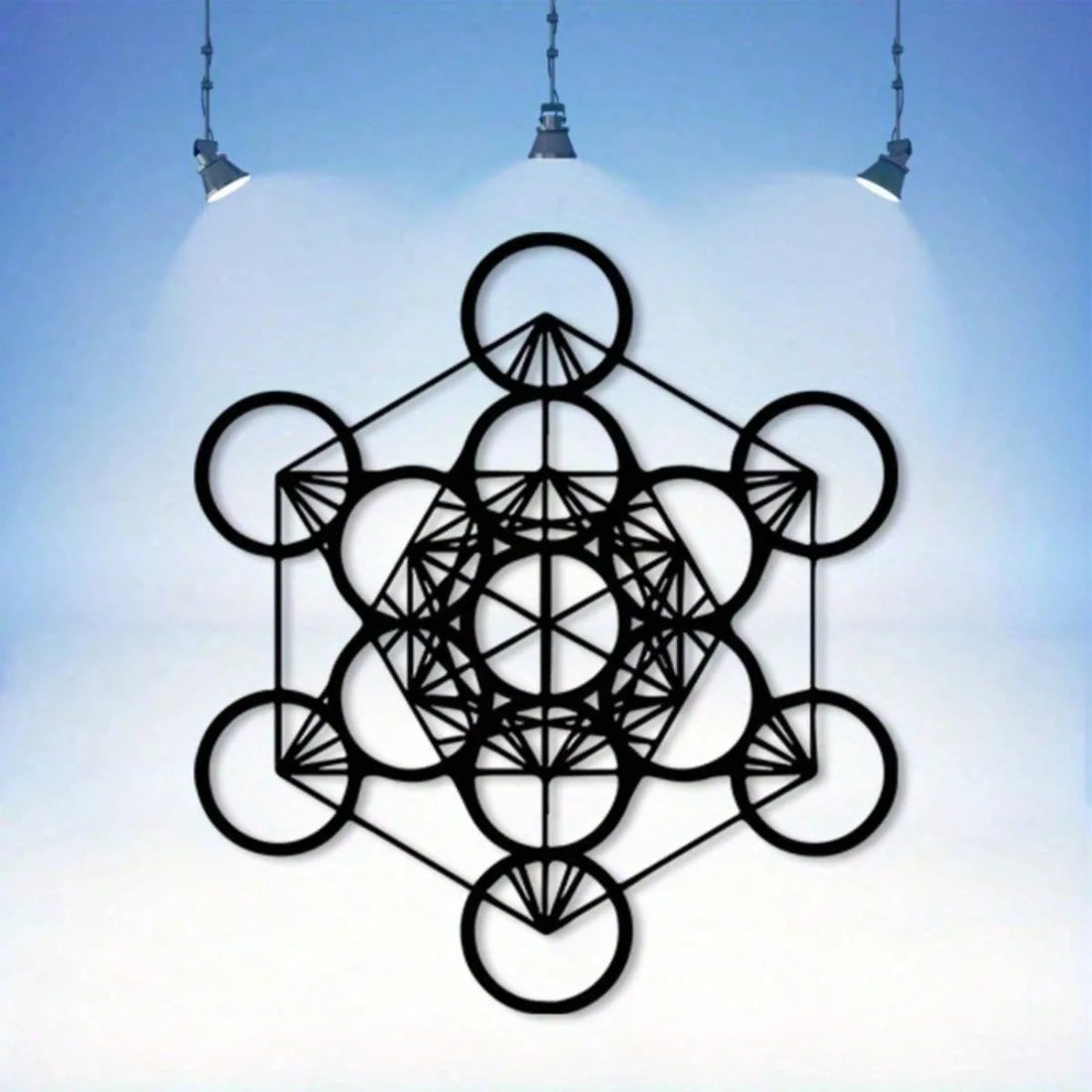 Metatron Cube Metal Wall Art Sacred Geometry Vintage Iron Mural Home Decor