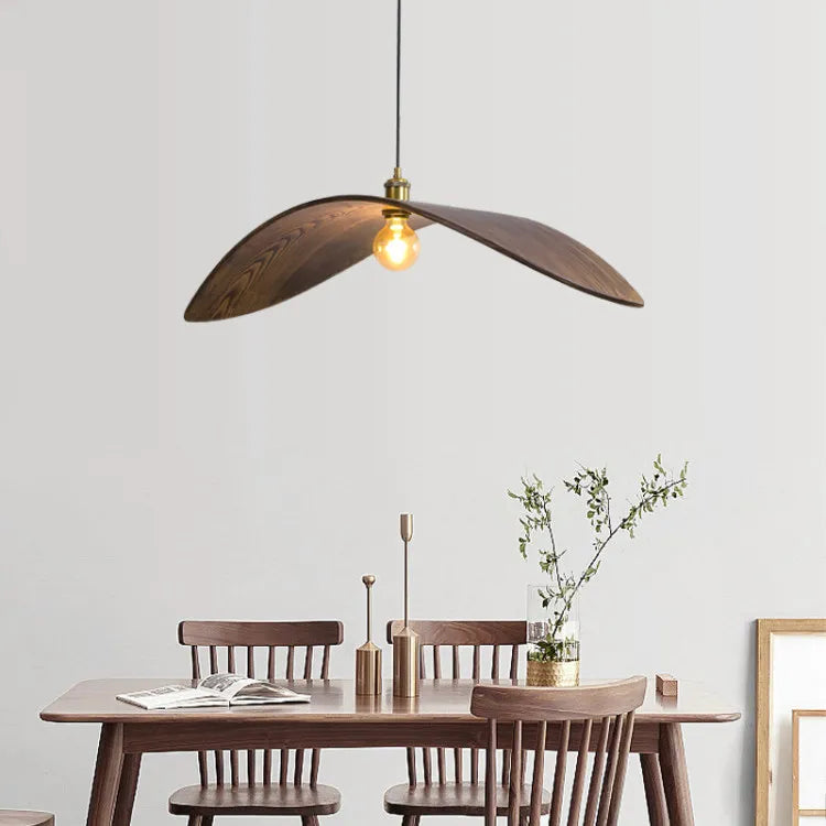 Modern Minimalist Retro Walnut Colored LED Chandelier Pendant Lamp Study Homestay Restaurant Atmosphere Lights