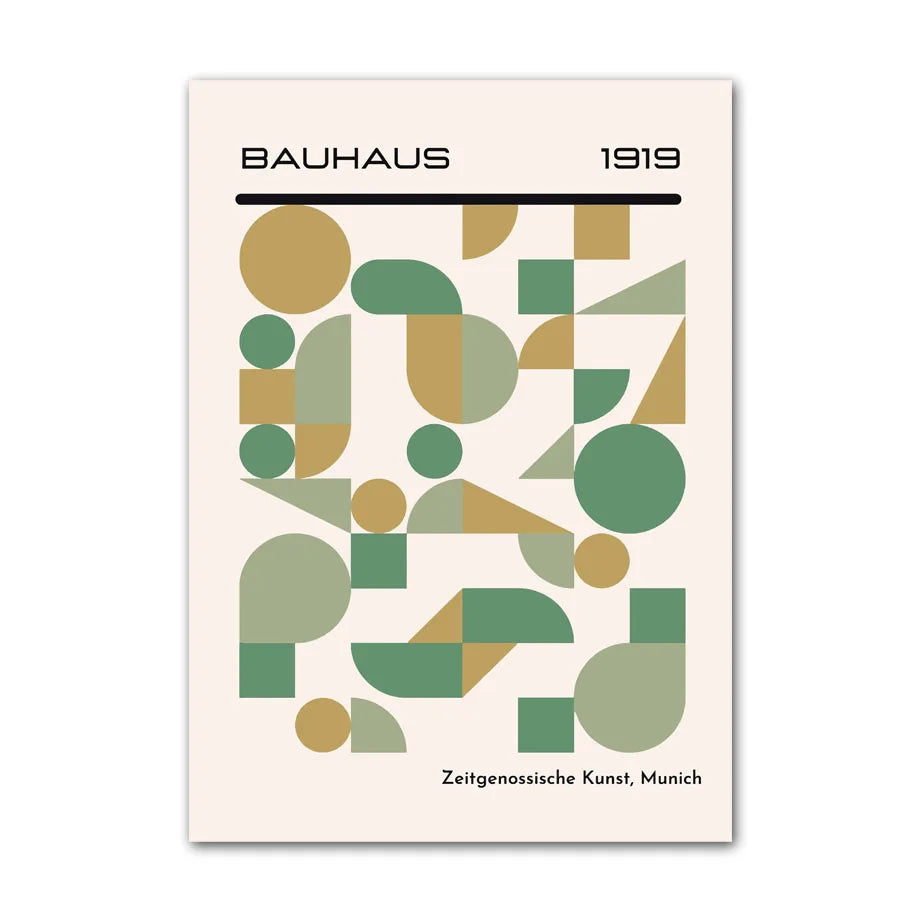 Bauhaus Green Color Block Lines Modern Abstract Poster Wall Art Canvas Painting Posters and Prints Picture for Living Room Decor