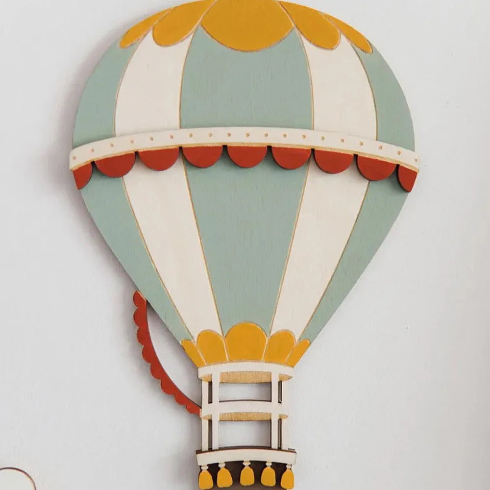 3D Wooden Hot Air Balloon Decorative Panels (Set of 3) - Vintage Style Home Wall Decorations, Colorful Hot Air Balloon Decorative Panels - Creative Gifts