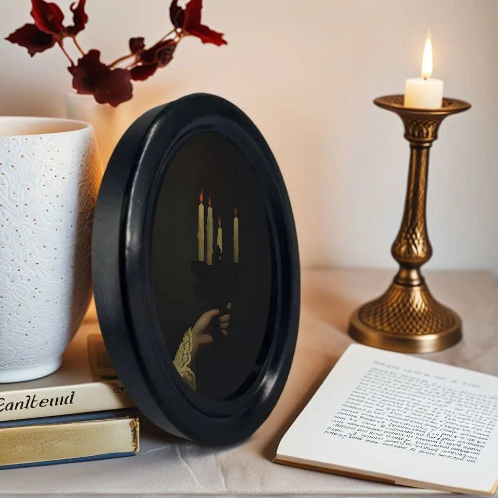 1 Piece of Vintage Dark-Style Hand-Held Candlestick Pattern Wall Decoration, Gothic-Style Mysterious Candlestick Decoration, Niche Ambiance Wall Decor for Living Room, Dark Academy-Style Home Decor