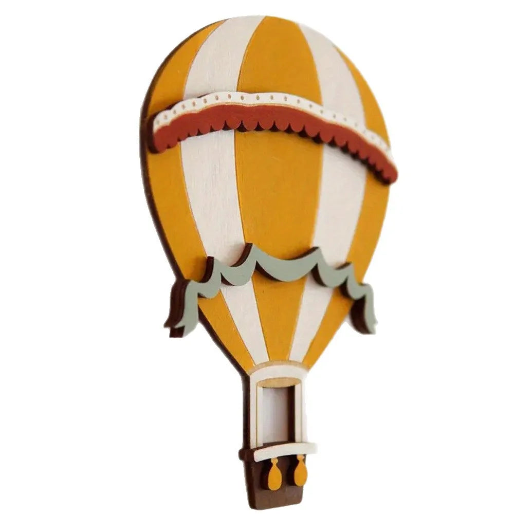 3D Wooden Hot Air Balloon Decorative Panels (Set of 3) - Vintage Style Home Wall Decorations, Colorful Hot Air Balloon Decorative Panels - Creative Gifts