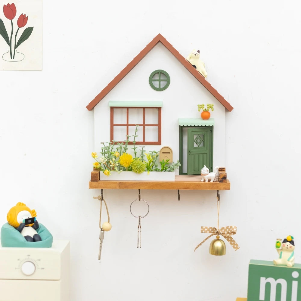 Wooden Key Hook Shelf