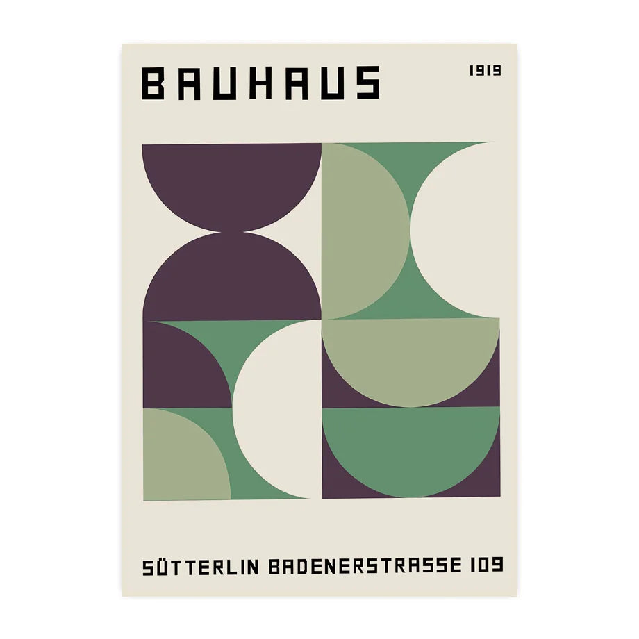 Bauhaus Green Color Block Lines Modern Abstract Poster Wall Art Canvas Painting Posters and Prints Picture for Living Room Decor