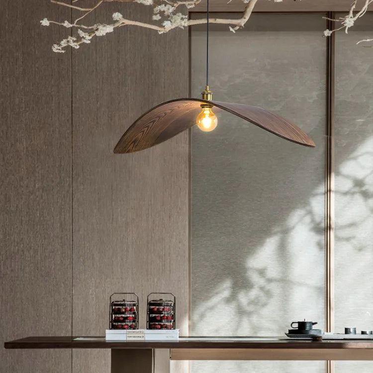 Modern Minimalist Retro Walnut Colored LED Chandelier Pendant Lamp Study Homestay Restaurant Atmosphere Lights