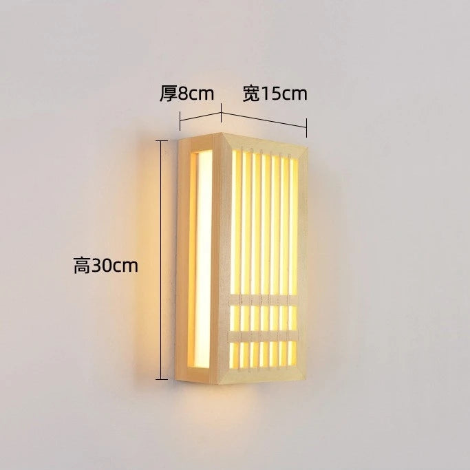 Japanese Wooden Wall Lamp